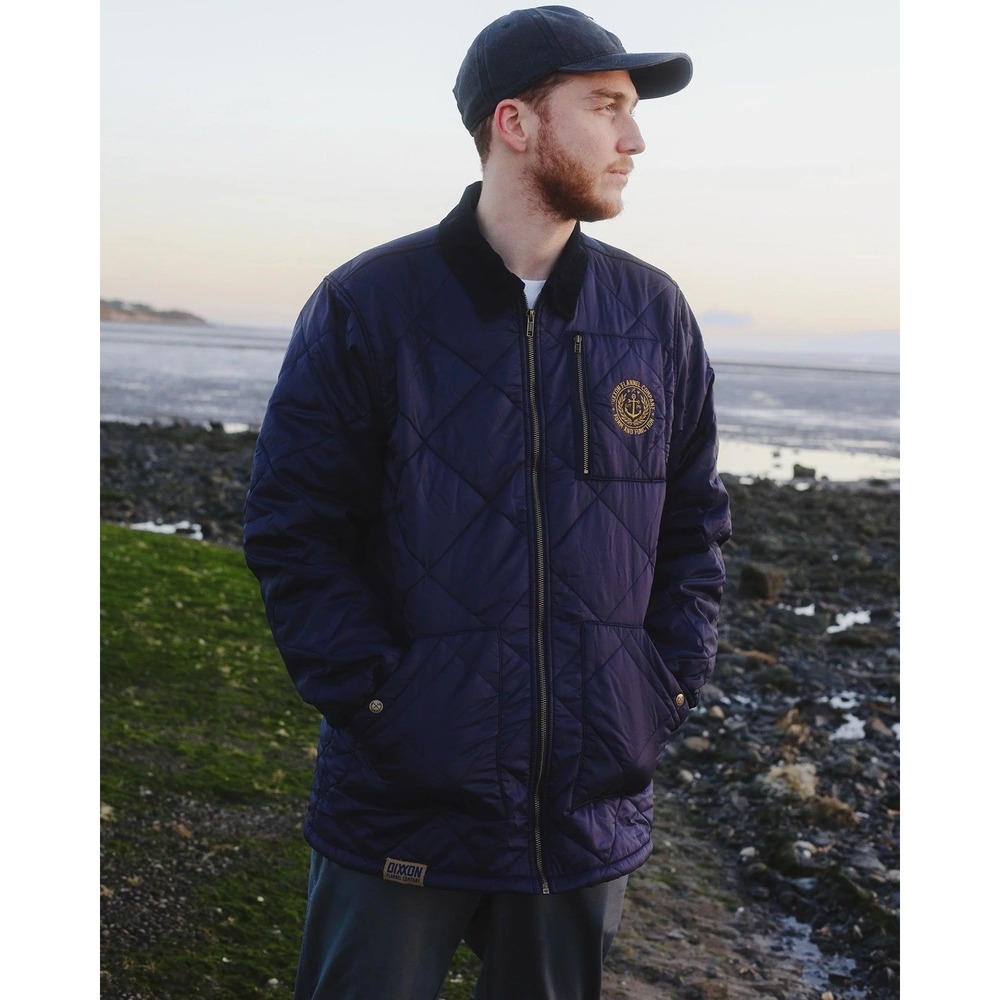 New Men's Dixxon Flannel Salty Diamond Stitch Quilted Jacket‎ - Blue -LARGE